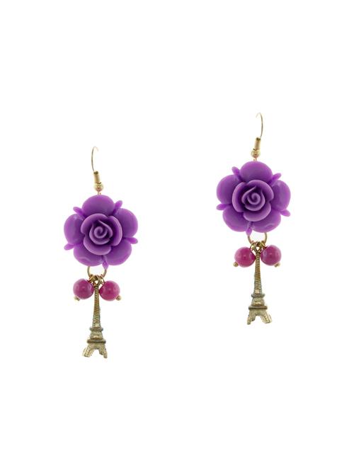 purple metal drop earrings - 14671933 - Very Small Image - 1