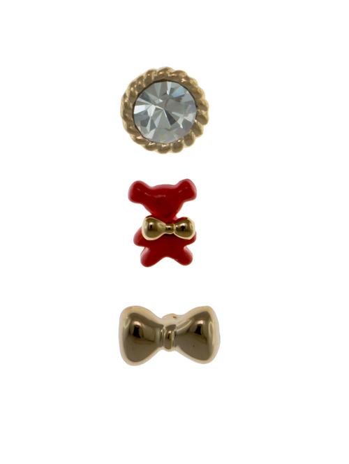 gold metal studs (set of 3) earrings - 14671937 - Very Small Image - 1