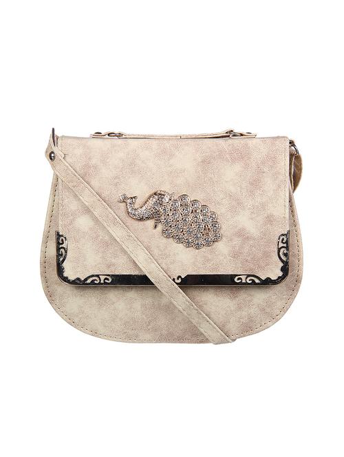 beige faux silk sling bag - 14676515 - Very Small Image - 1