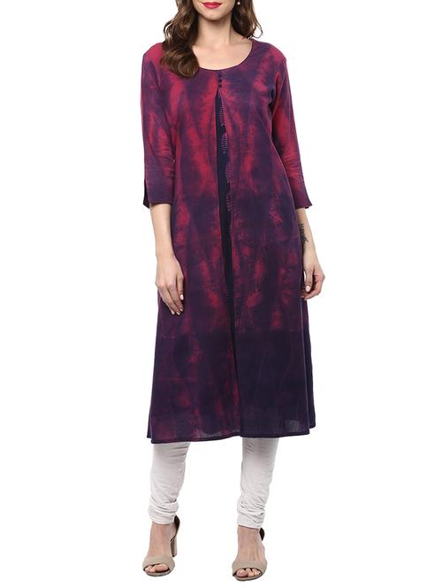purple cotton layered kurta - 14677168 - Very Small Image - 1