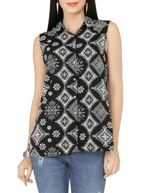 black printed top - 14679094 - Very Small Image - 1