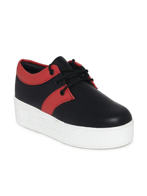 Black Faux Leather Laceup Sneakers - 14679255 - Very Small Image - 1