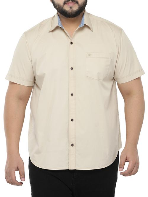 beige cotton casual shirt - 14680001 - Very Small Image - 1