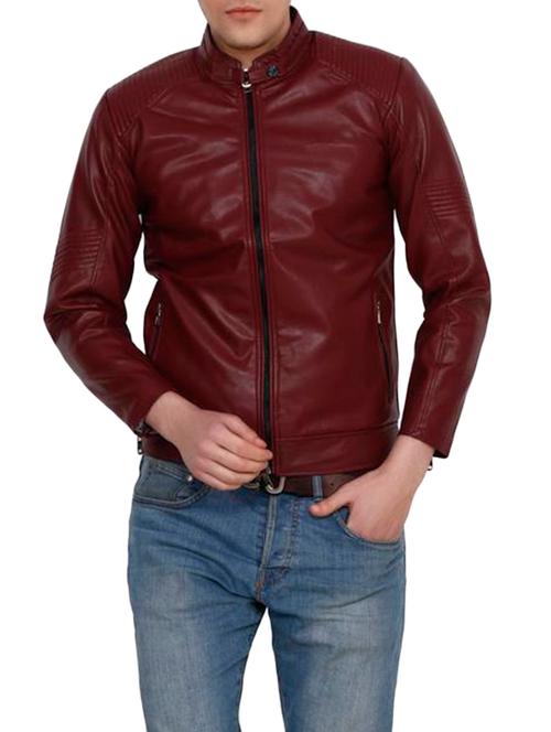 red leather casual jacket - 14680403 - Very Small Image - 1
