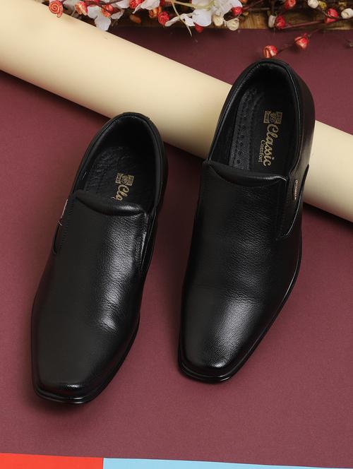 red chief black leather formal slip ons - 14698269 - Very Small Image - 1