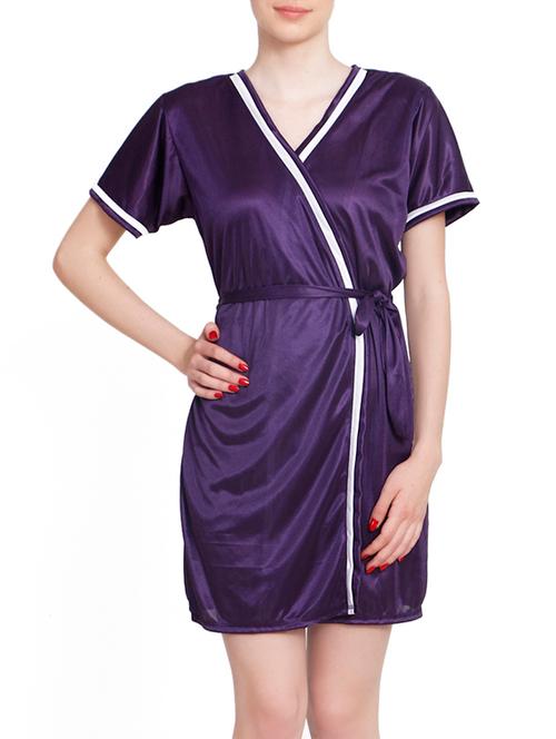 purple satin sleepwear robe - 14703983 - Very Small Image - 1