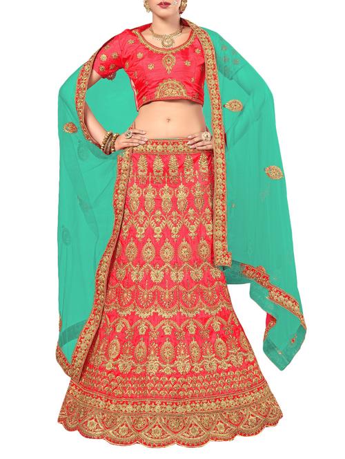 pink art silk fishtail lehenga - 14706518 - Very Small Image - 1