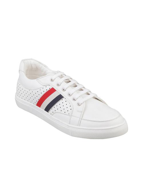 white leatherette lace up sneaker - 14706622 - Very Small Image - 1