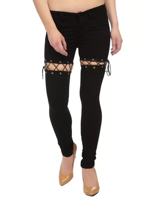 black solid denim jeans - 14707286 - Very Small Image - 1