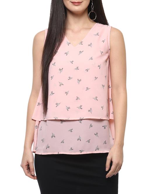 women's layered v neck top - 14710181 - Very Small Image - 1