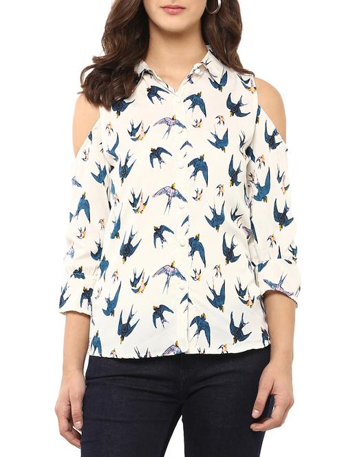 white printed crepe shirt - 14711392 - Very Small Image - 1