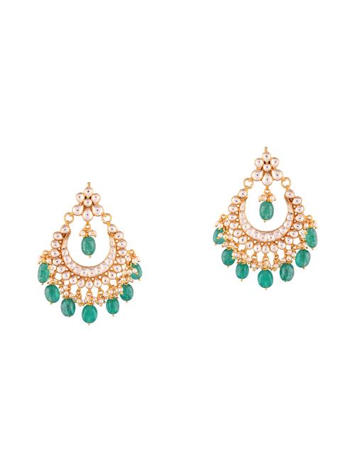 multi colored brass kundan earrings - 14712448 - Very Small Image - 1