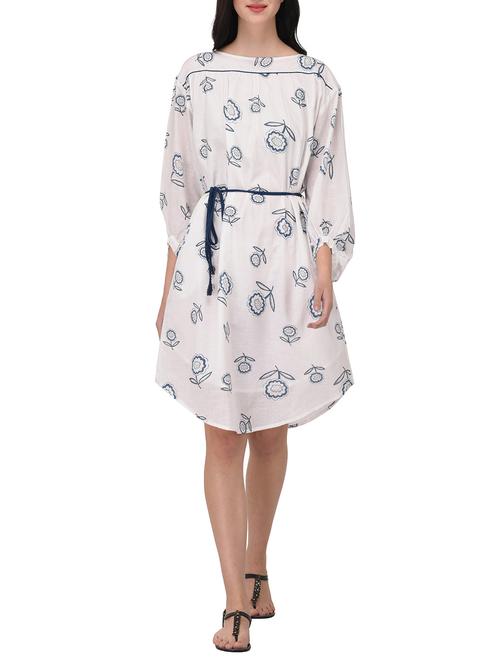 white cotton belted dress - 14722508 - Very Small Image - 1