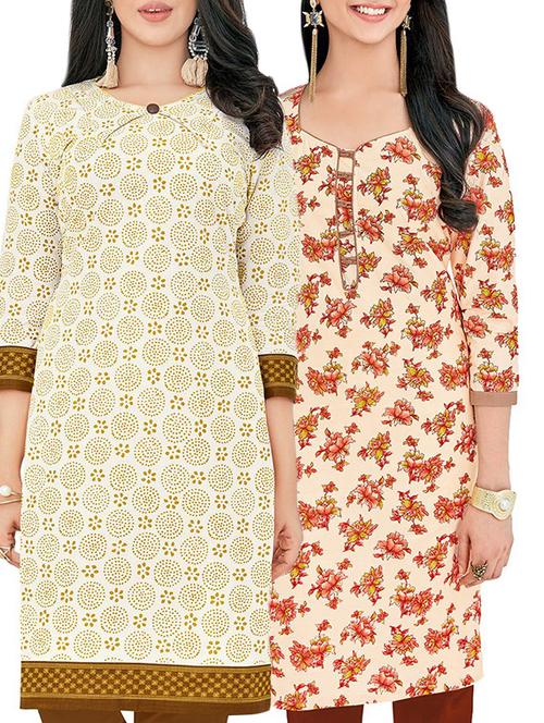 multi colored cotton unstitched combo kurta - 14727409 - Very Small Image - 1