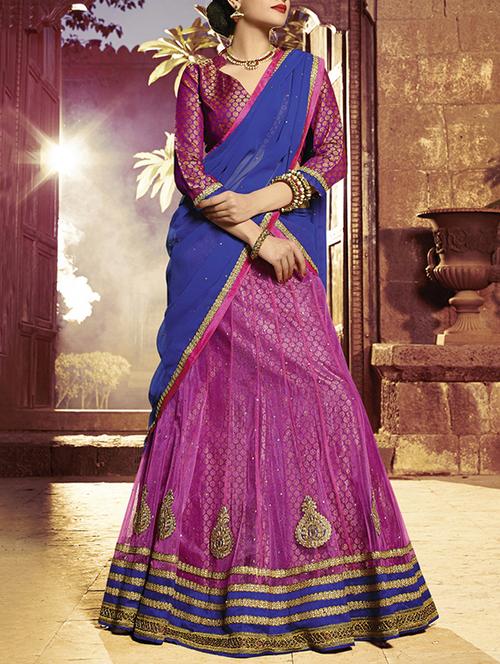 pink net flared lehenga - 14729515 - Very Small Image - 1