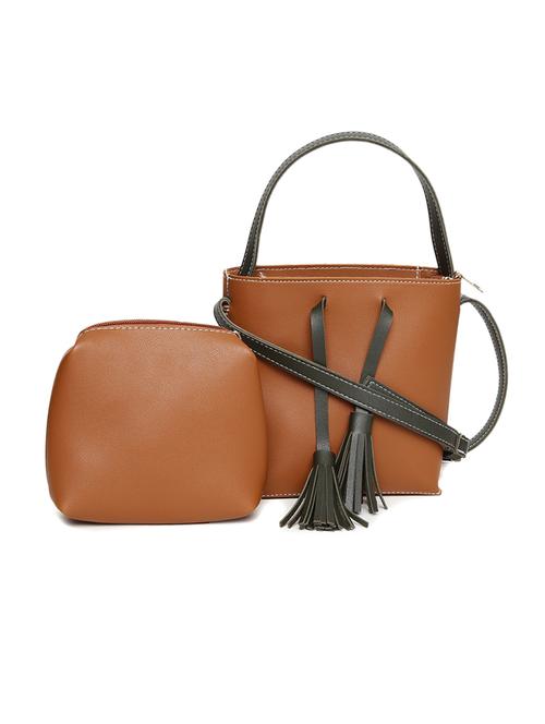 brown solid combo sling bag - 14730624 - Very Small Image - 1