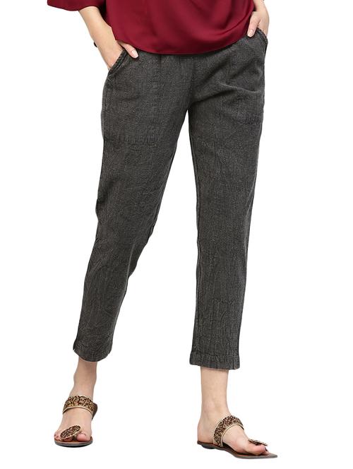 grey solid pleated trouser - 14733569 - Very Small Image - 1