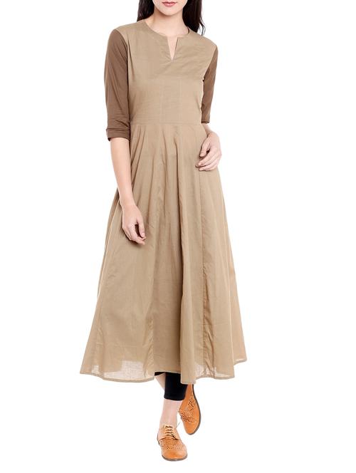 brown cotton anarkali kurta - 14733958 - Very Small Image - 1