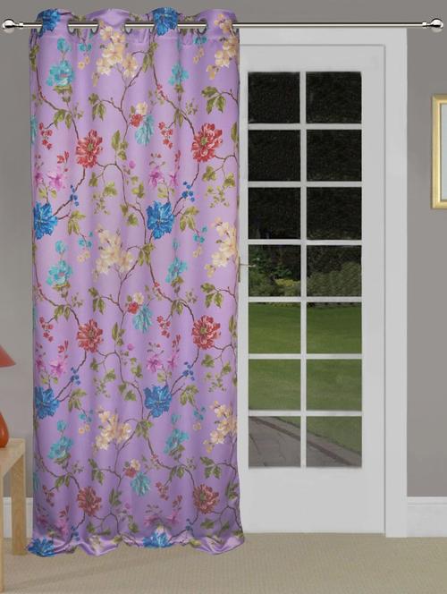 printed purple based flower door curtain - 14735353 - Very Small Image - 1