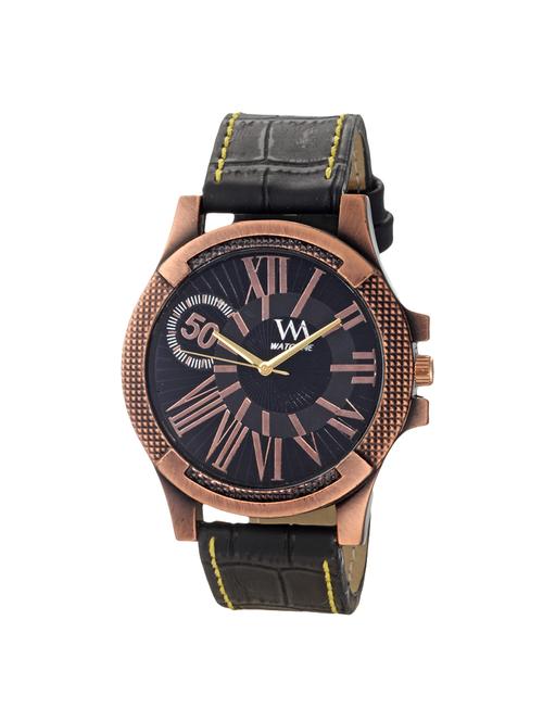 watch me analog quartz black white black leather watch for men and boys wmal-116-b - 14737504 - Very Small Image - 1