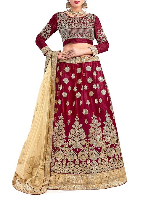red net flared lehenga - 14737724 - Very Small Image - 1