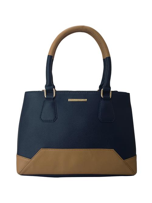 navy blue color block regular handbag - 14738179 - Very Small Image - 1