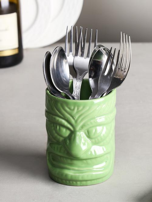 ceramic green cutlery holder - 14738358 - Very Small Image - 1