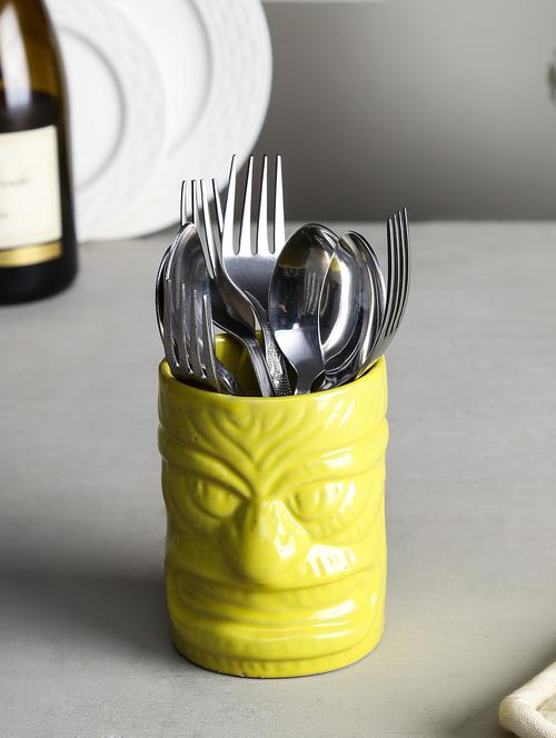 ceramic yellow cutlery holder - 14738359 - Very Small Image - 1