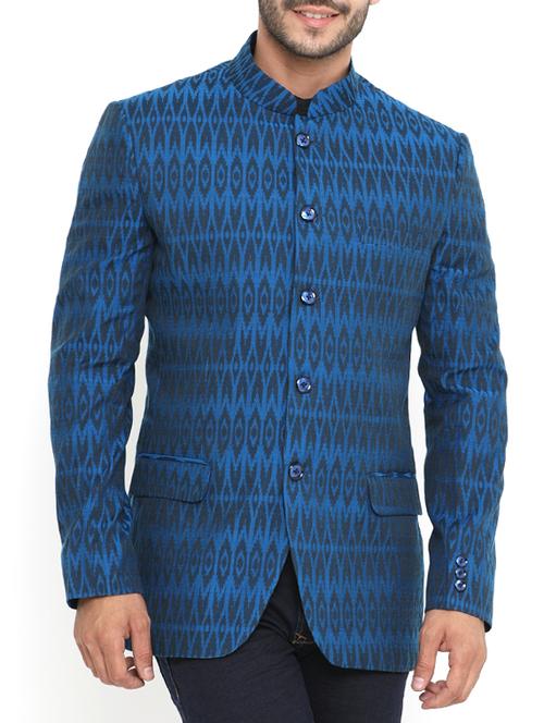 blue cotton casual blazer - 14738782 - Very Small Image - 1