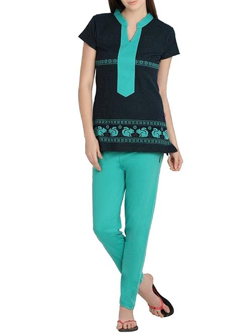 mandarin neck top with pajama set  - 14739486 - Very Small Image - 1