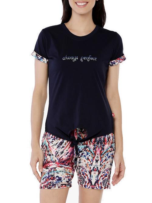 dark blue cotton blend nightwear set - 14741571 - Very Small Image - 1