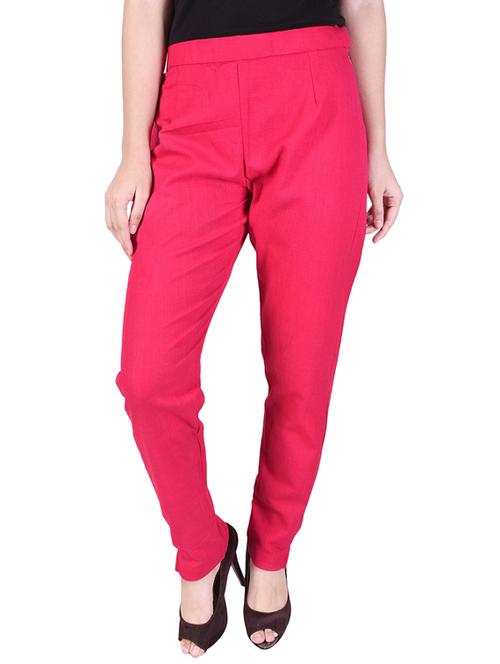 pink cotton flat front trouser - 14743063 - Very Small Image - 1