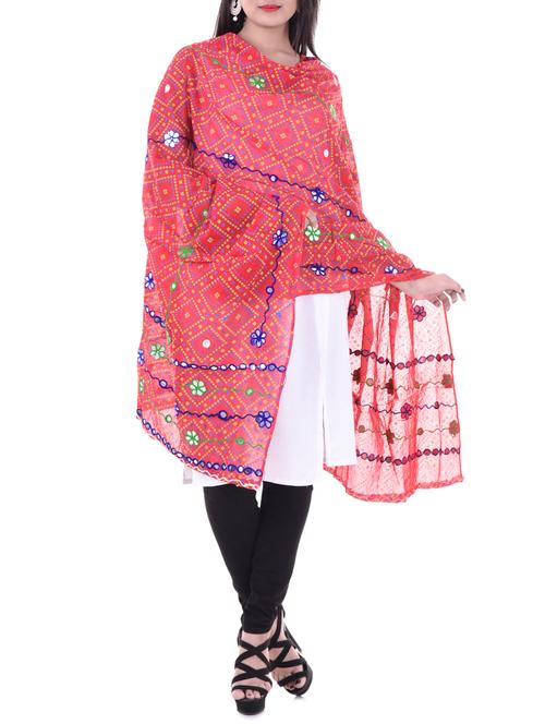 red chiffon dupatta - 14745305 - Very Small Image - 1