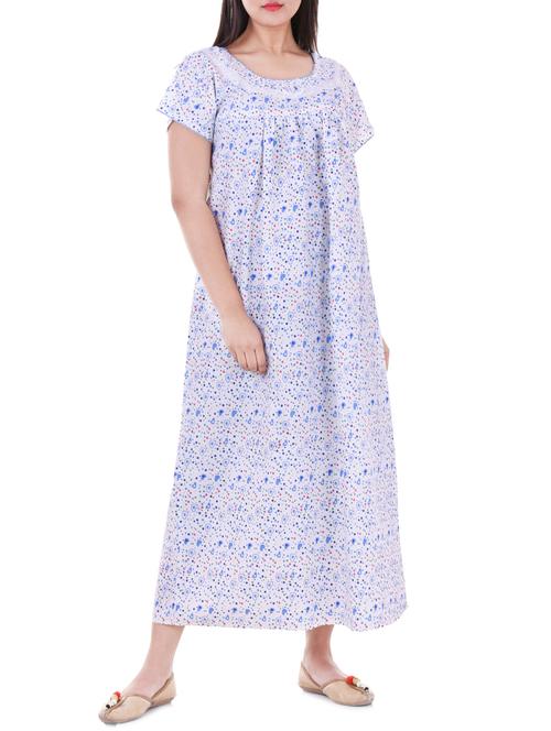 white printed cotton maxi gown - 14745451 - Very Small Image - 1