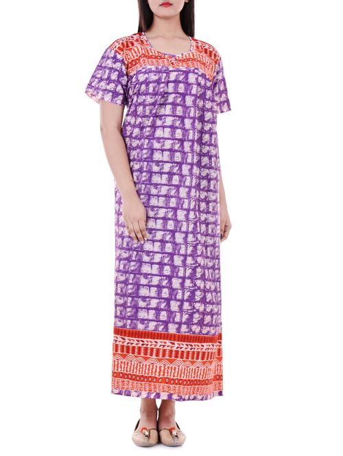 purple cotton maxi gown - 14745463 - Very Small Image - 1