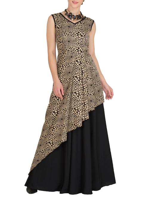 geometric print layered maxi dress - 14746701 - Very Small Image - 1