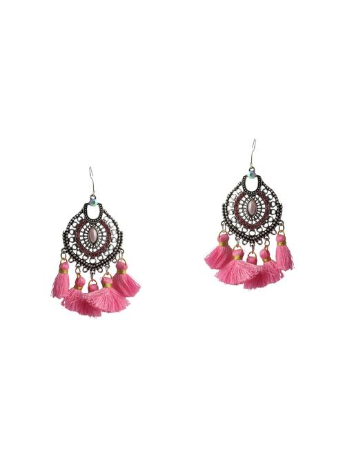 pink metal drop earrings - 14749160 - Very Small Image - 1