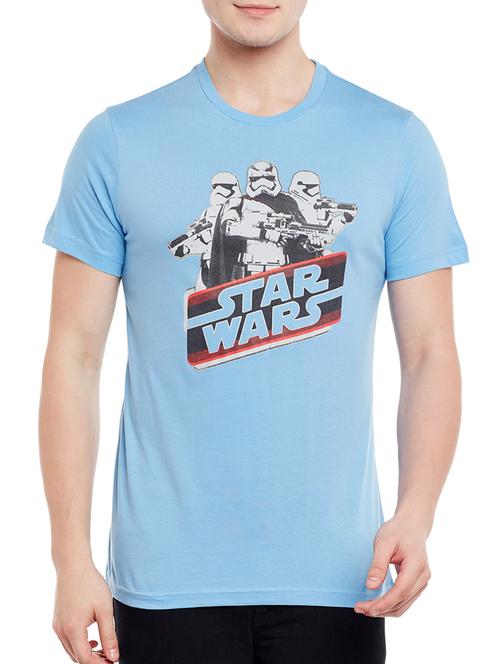 light blue cotton chest print t-shirt - 14749542 - Very Small Image - 1