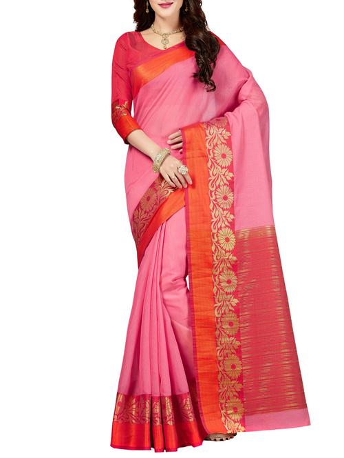 pink cotton blend maheshwari saree with blouse - 14749704 - Very Small Image - 1