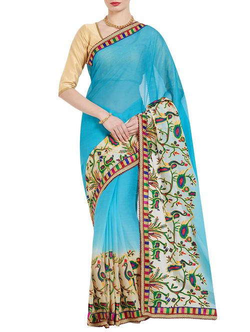 women's embroidered saree with blouse - 14750343 - Very Small Image - 1