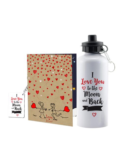 fiance valentine propose gift miss you gift for printed sipper bottle with keychain and a4 greeting card - 14751357 - Very Small Image - 1