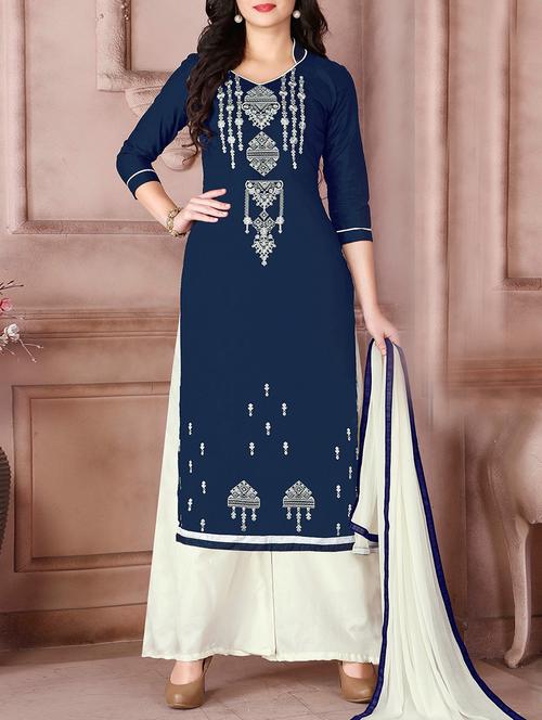 blue palazzo suit unstitched suit - 14754768 - Very Small Image - 1