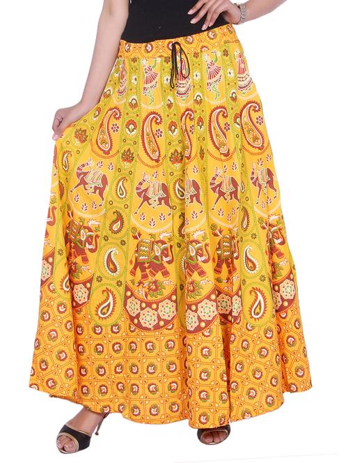 yellow cotton flared skirt - 14754789 - Very Small Image - 1