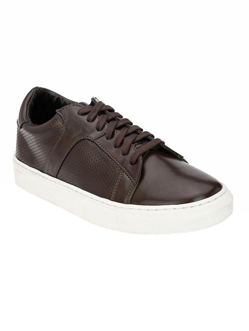 brown leatherette lace up sneaker - 14756874 - Very Small Image - 1