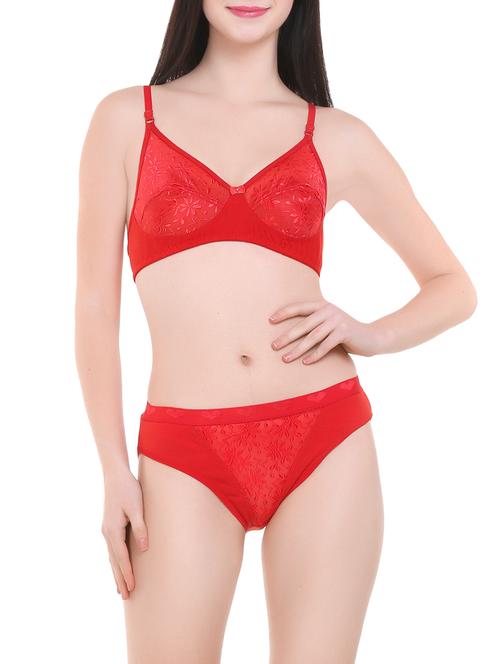 red lycra bra and panty set - 14757016 - Very Small Image - 1