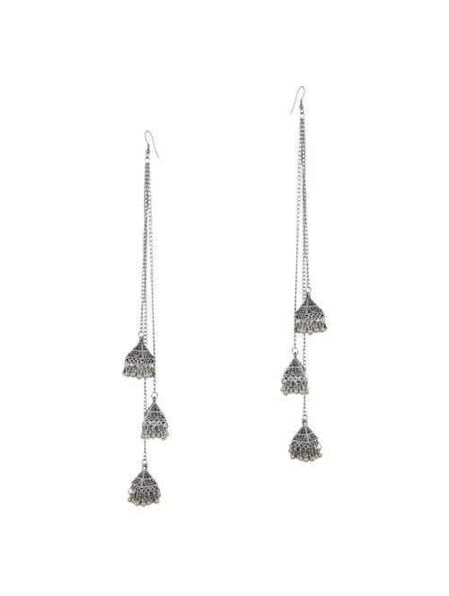 silver metal jhumka earrings - 14760877 - Very Small Image - 1
