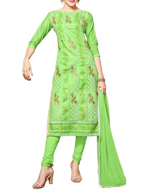 green churidaar unstitched suit - 14762839 - Very Small Image - 1