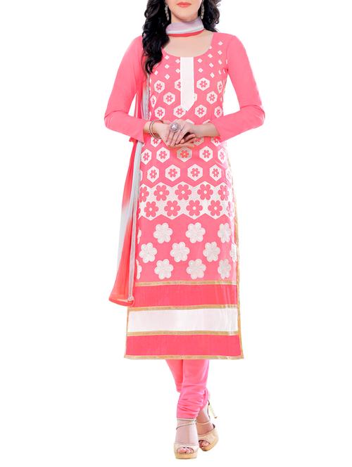 blue cotton unstitched churidaar suit - 14762874 - Very Small Image - 1