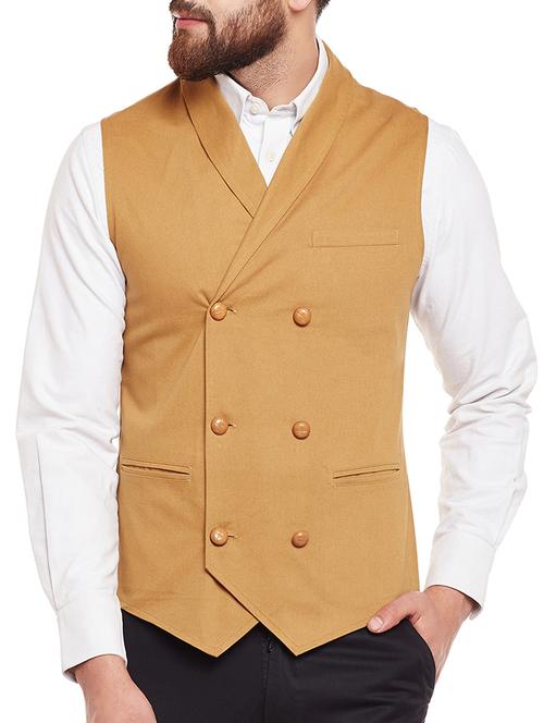 gold cotton waist coat - 14763348 - Very Small Image - 1