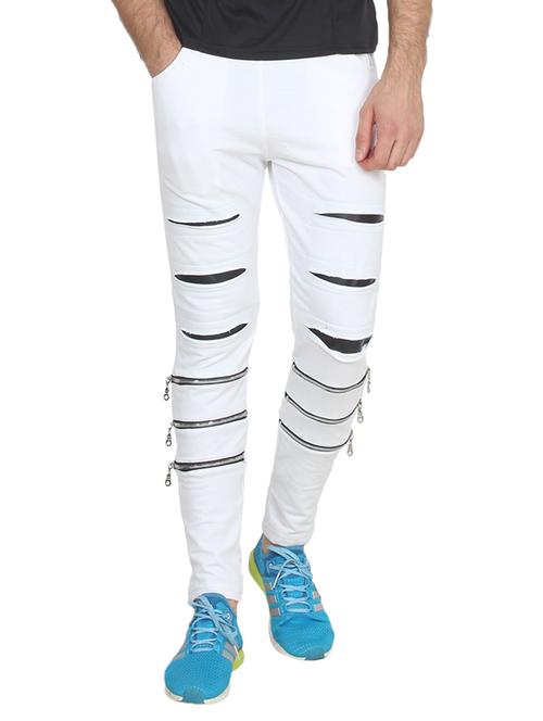 white cotton  full length track pant - 14763946 - Very Small Image - 1